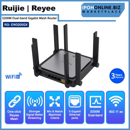 Ruijie Reyee RG-EW3200GX PRO 3200M Wi-Fi 6 Dual-band Wall-less Gigabit Mesh Router